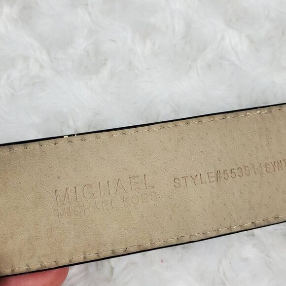 Michael Michael Kors Leather Belt Black Size Medium - Picture 3 of 10